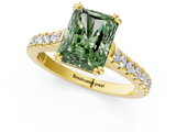 Yellow gold Fancy Green Radiant  Solitaire Pave Diamond Engagement Ring with Prong Setting_21