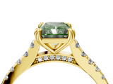 Yellow gold Fancy Green Radiant  Solitaire Pave Diamond Engagement Ring with Prong Setting_24