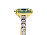 Yellow gold Fancy Green Radiant  Solitaire Pave Diamond Engagement Ring with Prong Setting_25