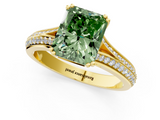 Yellow gold Fancy Green Radiant  Solitaire Pave Split Shank Engagement Ring with Six-Prong Setting_38