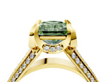 Yellow gold Fancy Green Radiant  Solitaire Pave Split Shank Ring with Four-Prong Setting_85