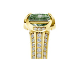 Yellow gold Fancy Green Radiant  Solitaire Pave Split Shank Ring with Four-Prong Setting_86