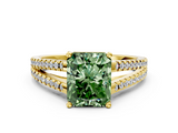 Yellow gold Fancy Green Radiant  Solitaire Split Shank Pavé Diamond Engagement Ring_370