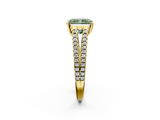 Yellow gold Fancy Green Radiant  Solitaire Split Shank Pavé Diamond Engagement Ring_372