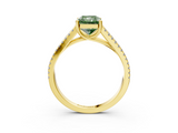 Yellow gold Fancy Green Radiant  Solitaire Split Shank Pavé Diamond Engagement Ring_373
