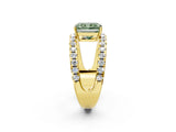 Yellow gold Fancy Green Radiant  Solitaire Split Shank Pave Diamond Ring_52