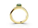 Yellow gold Fancy Green Radiant  Solitaire Split Shank Pave Diamond Ring_53