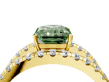 Yellow gold Fancy Green Radiant  Solitaire Split Shank Pave Diamond Ring_54