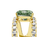 Yellow gold Fancy Green Radiant  Solitaire Split Shank Pave Diamond Ring_55