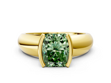 Yellow gold Fancy Green Radiant  Solitaire Tension Set Diamond Ring with Wide Band_37
