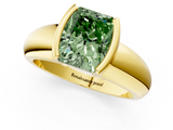 Yellow gold Fancy Green Radiant  Solitaire Tension Set Diamond Ring with Wide Band_38