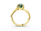 Yellow gold Fancy Green Radiant  Solitaire Tension Set Diamond Ring with Wide Band_40