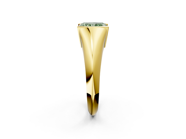 Yellow gold Fancy Green Radiant  Solitaire Tension Set Diamond Ring
