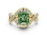 Yellow gold Fancy Green Radiant  Solitaire Twist Band Pavé Diamond Engagement Ring_32