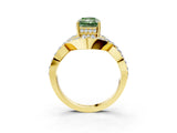Yellow gold Fancy Green Radiant  Solitaire Twist Band Pavé Diamond Engagement Ring_35