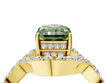 Yellow gold Fancy Green Radiant  Solitaire Twist Band Pavé Diamond Engagement Ring_36