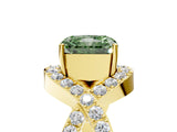 Yellow gold Fancy Green Radiant  Solitaire Twist Band Pavé Diamond Engagement Ring_37