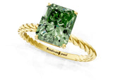 Yellow gold Fancy Green Radiant  Solitaire Twist Band Ring with Four-Prong Setting_68