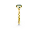 Yellow gold Fancy Green Radiant  Solitaire Twist Band Ring with Four-Prong Setting_69