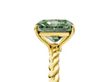 Yellow gold Fancy Green Radiant  Solitaire Twist Band Ring with Four-Prong Setting_72