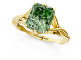 Yellow gold Fancy Green Radiant  Solitaire Twist Band Six-Prong Setting 2