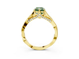 Yellow gold Fancy Green Radiant  Solitaire Twist Band Six-Prong Setting 4