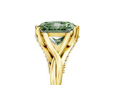Yellow gold Fancy Green Radiant  Solitaire Twist Band Six-Prong Setting