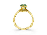 Yellow gold Fancy Green Radiant  Solitaire Twist Band with Leaf Prong Setting 4