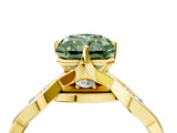 Yellow gold Fancy Green Radiant  Solitaire Twist Band with Leaf Prong Setting 5