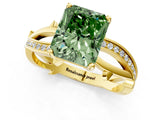 Yellow gold Fancy Green Radiant  Solitaire Twist Band with Pavé Accents and Four-Prong Setting_26
