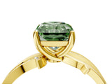 Yellow gold Fancy Green Radiant  Solitaire Twist Band with Pavé Accents and Four-Prong Setting_29