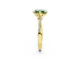 Yellow gold Fancy Green Radiant  Solitaire Twist Band with Pavé Diamonds and Four-Prong Setting_55