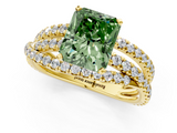 Yellow gold Fancy Green Radiant  Solitaire Twist Band with Pavé Setting and Four-Prong Setting_116