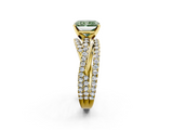 Yellow gold Fancy Green Radiant  Solitaire Twist Band with Pavé Setting and Four-Prong Setting_117
