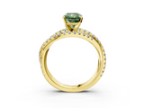 Yellow gold Fancy Green Radiant  Solitaire Twist Band with Pavé Setting and Four-Prong Setting_118