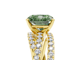 Yellow gold Fancy Green Radiant  Solitaire Twist Band with Pavé Setting and Four-Prong Setting_120