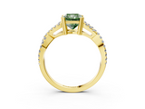 Yellow gold Fancy Green Radiant  Solitaire Twist Band with Pavé Setting and Four-Prong Setting_34