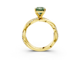 Yellow gold Fancy Green Radiant  Solitaire Twist Band with Pave Prong Setting_43