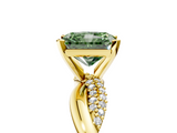 Yellow gold Fancy Green Radiant  Solitaire Twist Band with Pave Prong Setting_45