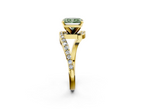 Yellow gold Fancy Green Radiant  Solitaire Twist Band with Pave Set Diamonds and Four-Prong Setting_111