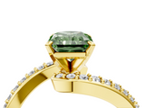 Yellow gold Fancy Green Radiant  Solitaire Twist Band with Pave Set Diamonds and Four-Prong Setting_113