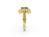 Yellow gold Fancy Green Radiant  Solitaire Twisted Band Scroll Prong Ring_5