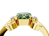 Yellow gold Fancy Green Radiant  Solitaire Twisted Band Scroll Prong Ring_7
