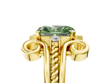 Yellow gold Fancy Green Radiant  Solitaire Twisted Band Scroll Prong Ring_8