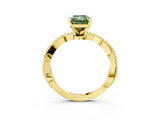 Yellow gold Fancy Green Radiant  Solitaire Twisted Band with Bead Prong Setting_362