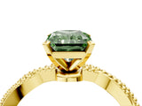 Yellow gold Fancy Green Radiant  Solitaire Twisted Band with Bead Prong Setting_363