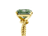 Yellow gold Fancy Green Radiant  Solitaire Twisted Band with Bead Prong Setting_364