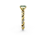 Yellow gold Fancy Green Radiant  Solitaire Twisted Band with Pavé Accents and Four-Prong Setting_5