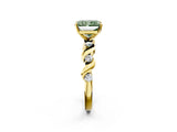Yellow gold Fancy Green Radiant  Solitaire Twisted Band with Prong Setting 2