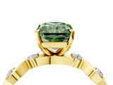 Yellow gold Fancy Green Radiant  Solitaire Twisted Band with Prong Setting 4